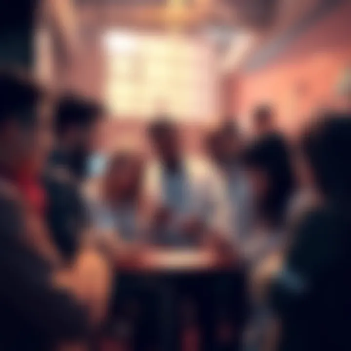 A group of people engaged in conversation about donuts and trading