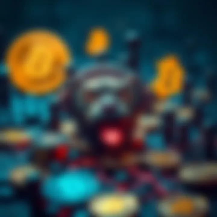 $DOG Meme Coin on Bitcoin Blockchain A graphic showing the $DOG meme coin with Bitcoin symbols and community engagement elements in the background