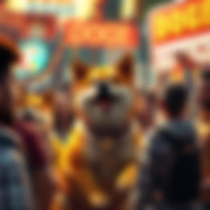 Doge Coin Excitement Community members celebrating and sharing updates about Doge reaching $250.11, featuring dog-themed decorations and banners