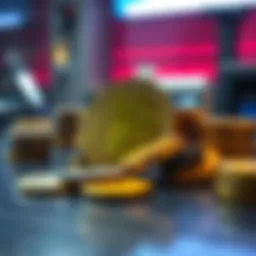 Dogecoin Coins on a Table A close-up of Dogecoin coins stacked on a table, symbolizing investment interest and potential growth.