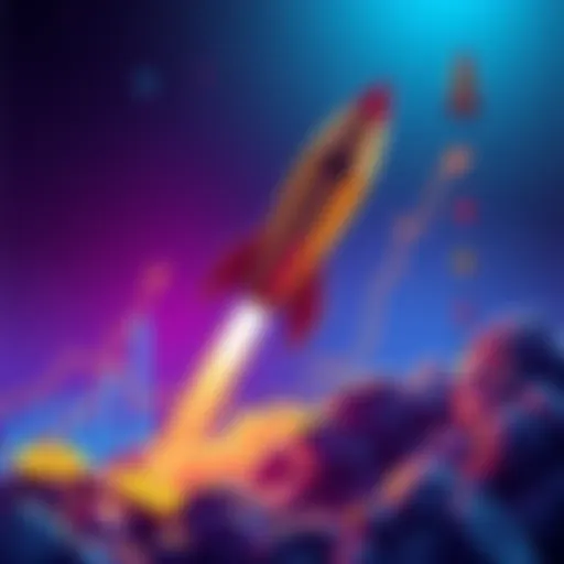 Dogecoin Price Surge A graphic showing the rising price of Dogecoin with a rocket illustration