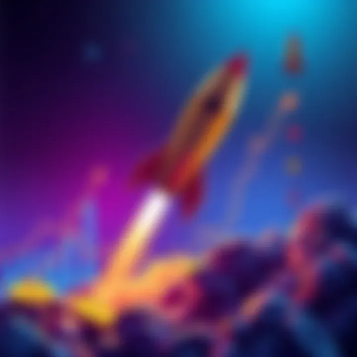 Dogecoin Price Surge A graphic showing the rising price of Dogecoin with a rocket illustration