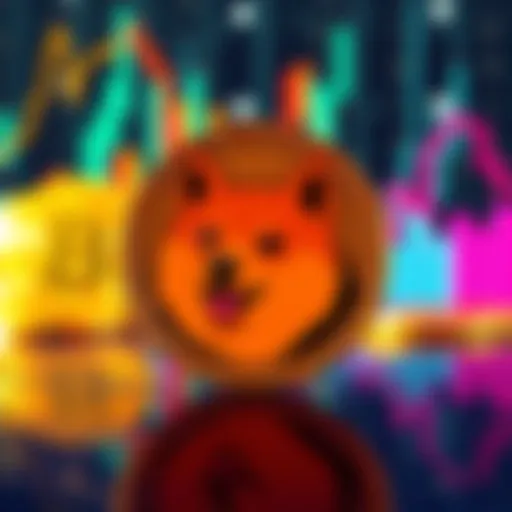A visual of the Dogecoin symbol in front of a backdrop featuring Bitcoin graphics, representing rising hopes for Dogecoin amid Bitcoin's success.