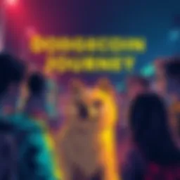 Dogecoin Community Journey A group of people sharing their experiences in the Dogecoin community, highlighting personal stories and insights about DOGE.