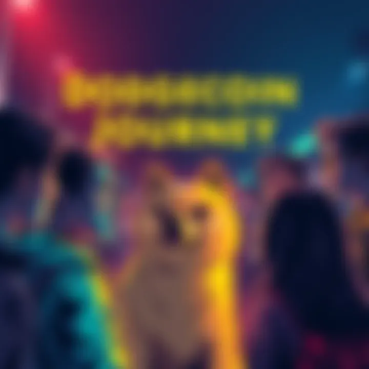 Dogecoin Community Journey A group of people sharing their experiences in the Dogecoin community, highlighting personal stories and insights about DOGE.