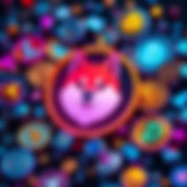 A vibrant Dogecoin symbol surrounded by various cryptocurrency icons, representing its strong position in the market.