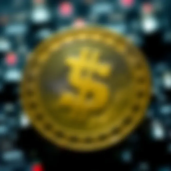 Dogecoin Coin with Dollar Sign A Dogecoin coin featuring a dollar sign symbolizing its potential growth to one dollar