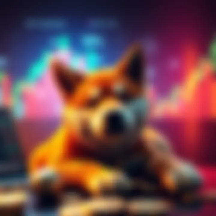 Doge Coin Investment Graph showing Doge Coin price trends with a dog mascot in the background