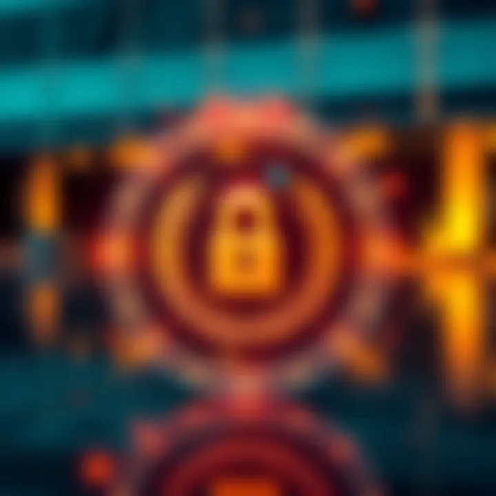 Dogecoin logo with a digital lock symbol, representing secure transactions through Quantum Explorer