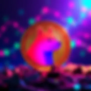 A vibrant Dogecoin symbol shining against a colorful backdrop, symbolizing its resilience in the cryptocurrency market.