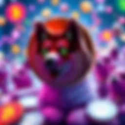 Dogecoin symbols and memes Colorful Dogecoin symbols and popular meme images representing the cryptocurrency's community and culture