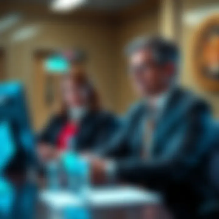 Officials from the Department of Justice and Commerce discussing measures against AI weapons and smuggled technology, with a focus on hard kill technology and chainlink integration.