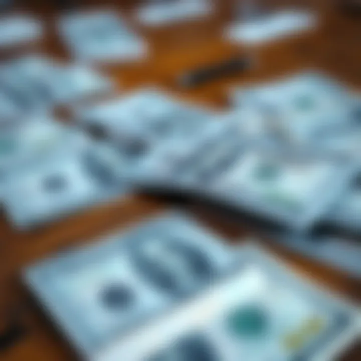 A close-up view of U.S. dollar bills spread out on a wooden table, symbolizing currency value and economic trends.
