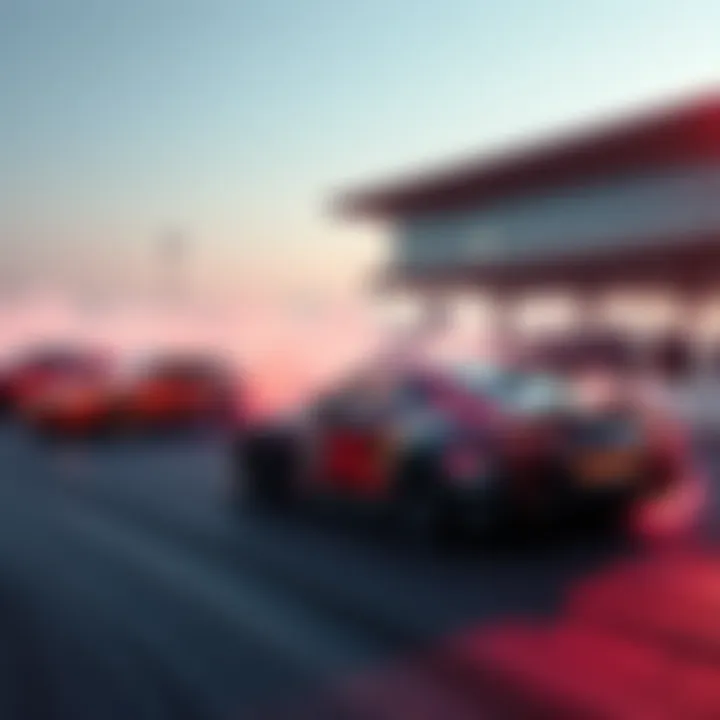 Enthusiasts gathered around cars drifting on a circuit during an exciting car meet