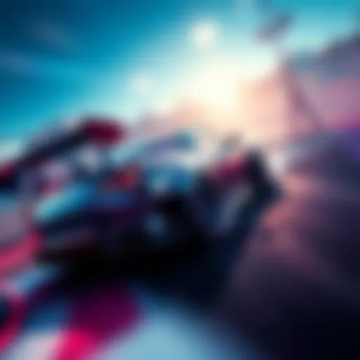 A race car drifting around a corner in a Drift Zone challenge, showing dynamic movements and speed.