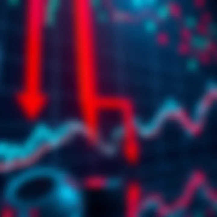 A graph showing a decline in altcoin prices, highlighting red downward arrows and concern among investors.