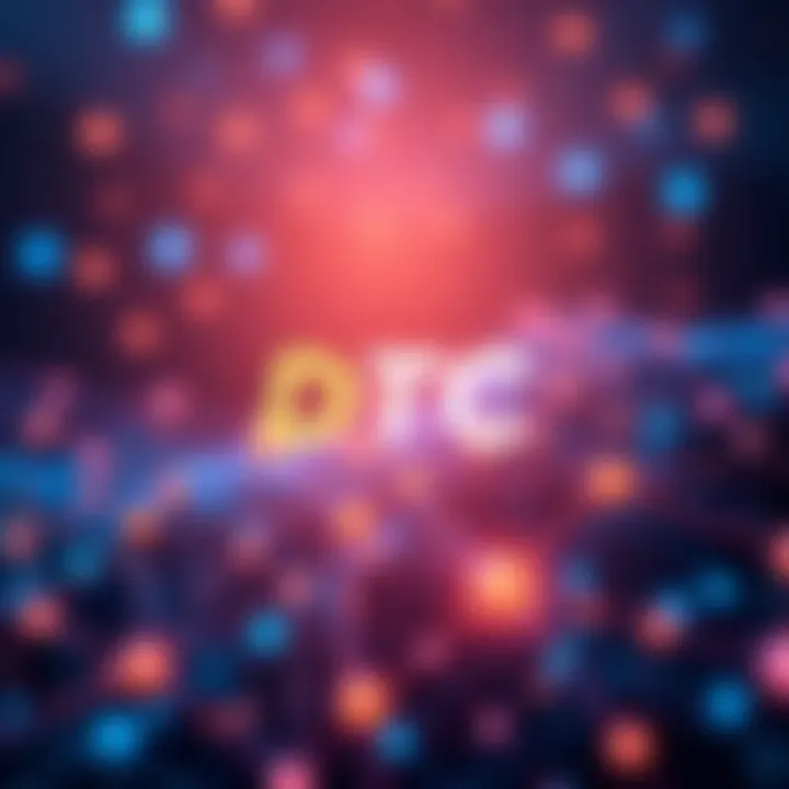 Visual representation of DTC's tokenization service linking with the Stellar public blockchain, featuring interconnected networks and digital tokens.
