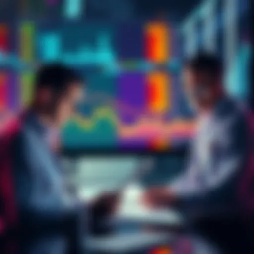 Financial experts analyzing DTCC's $114 trillion investment in Stellar with charts and graphs