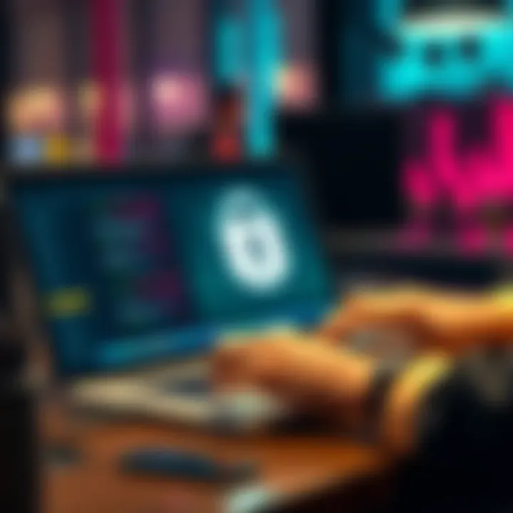 A person setting up a duress wallet on a laptop, focusing on security features to protect assets.