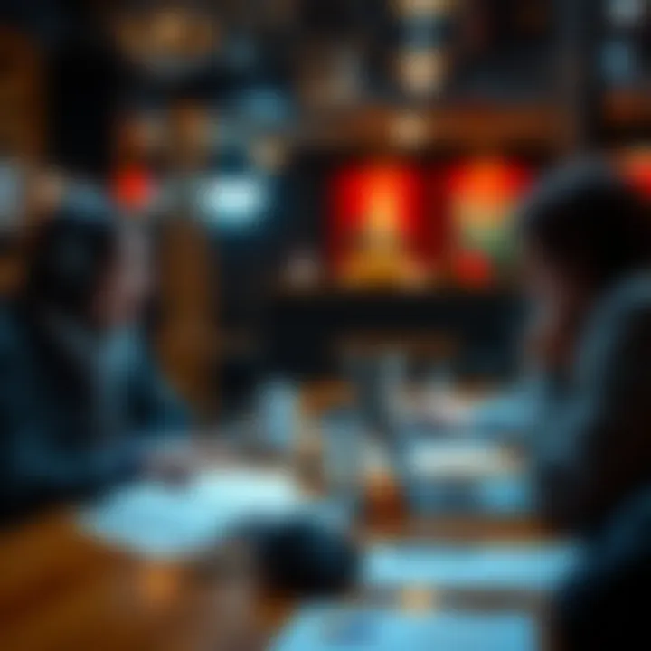 A group of Dutch citizens discussing the adoption of Monero cryptocurrency in a cafe, with laptops and financial documents on the table.