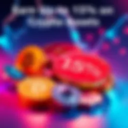 Graphic showing popular cryptocurrencies like USDT, BTC, and ETH with a percentage symbol highlighting a 15% yield. Bright colors represent a savings opportunity.