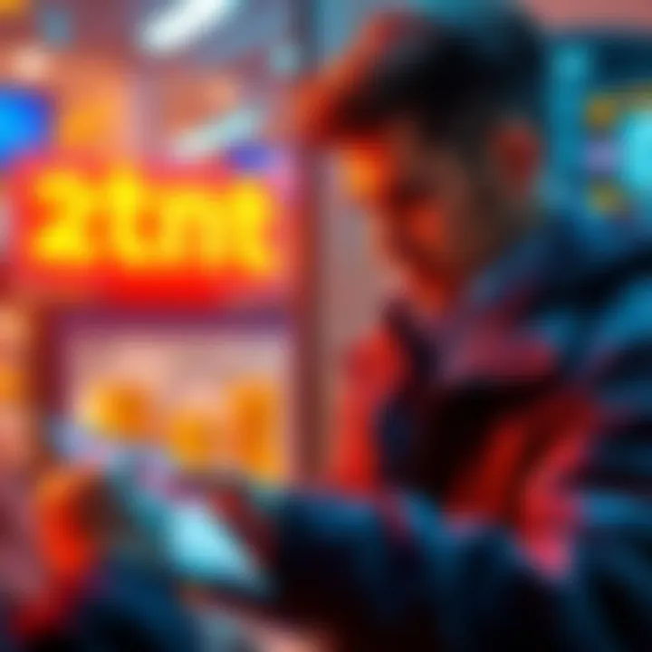 A person scanning a QR code to make a payment and earn crypto rewards, with digital coins in the background