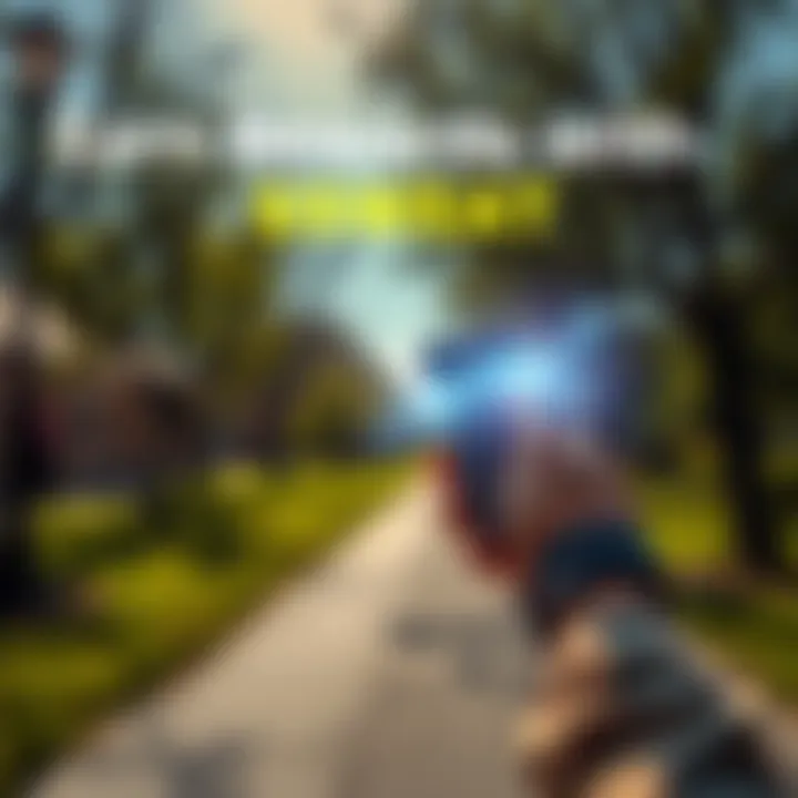 A person walking outdoors, tracking their steps on a smartphone app, with a graphic overlay showing rewards increasing as steps increase.