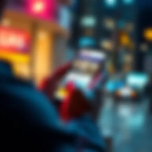 A person using their smartphone to take a survey and earn Atlas dollars, with advertisements visible on the screen