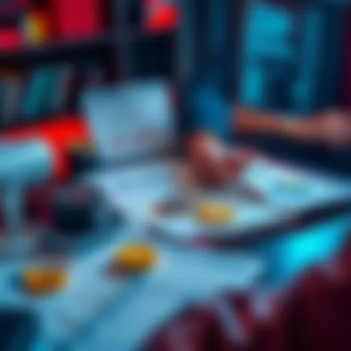 A person reviewing options for parking stablecoins like USDC for interest, with charts and financial documents spread out on a table