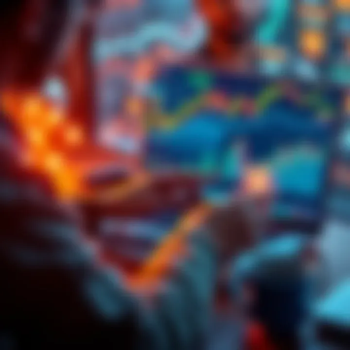 A person analyzing cryptocurrency charts on a laptop with a coffee cup nearby