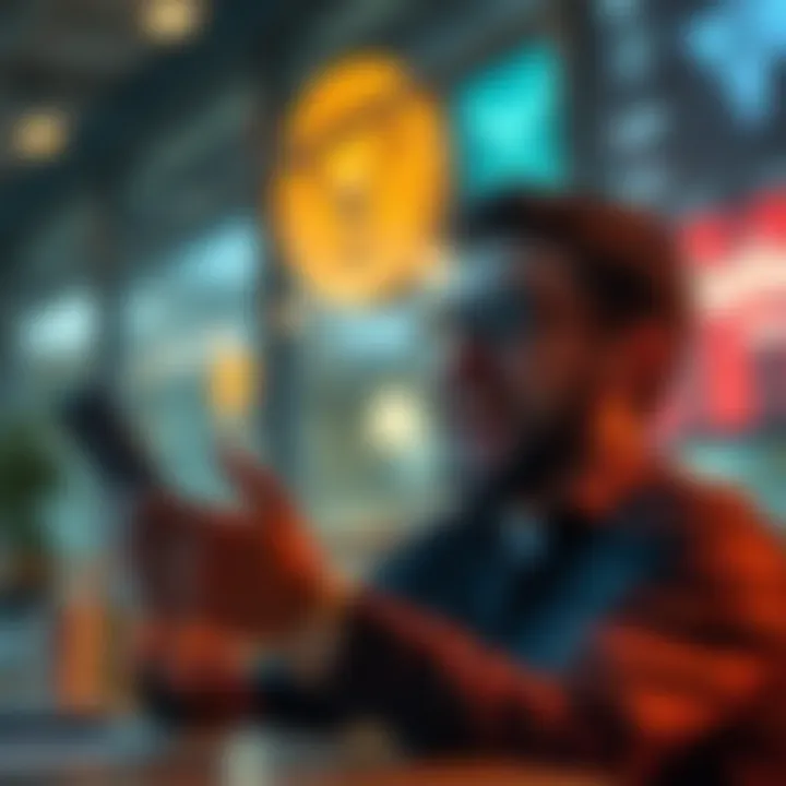 Earning on Atlas Earth A person looking at their phone excitedly while discussing earnings on Atlas Earth