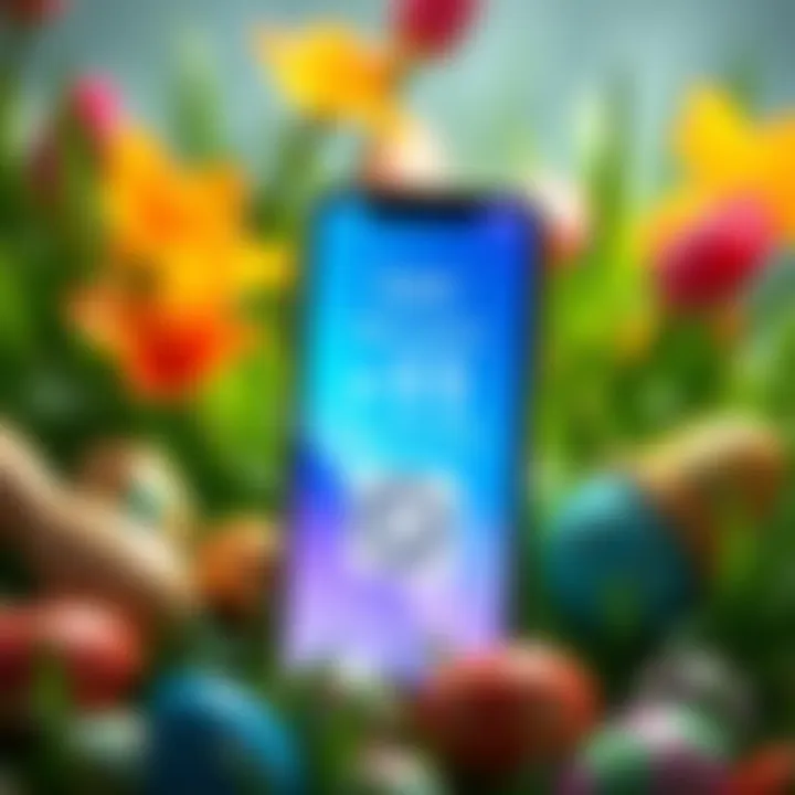 A colorful Easter-themed promotion showing USDT coins and a smartphone with a scan feature, representing a cashback offer in Vietnam, the Philippines, and Brazil.