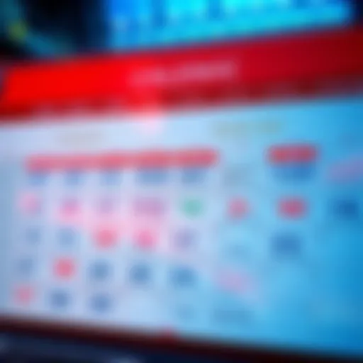 A calendar with important macroeconomic events marked, showing potential market impacts for the week ahead