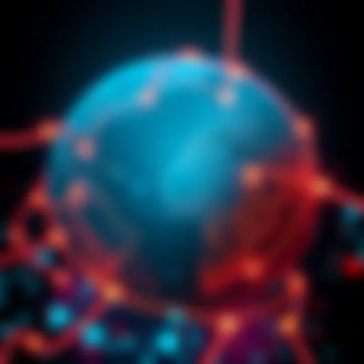 A visual representation of global trade routes affected by economic warfare, showing arrows and damaged sectors.