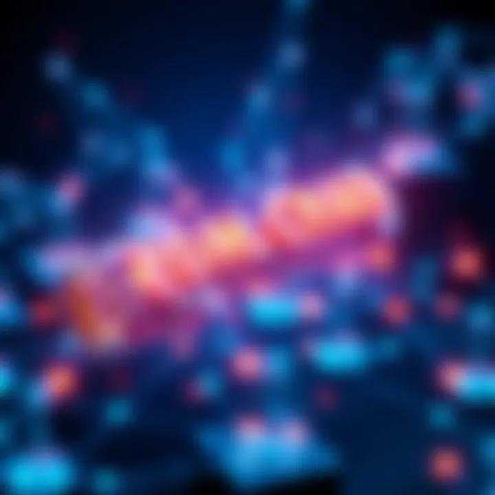 Illustration of the EgalChain blockchain featuring cooperative mining and community engagement, with nodes connecting and sharing data securely.