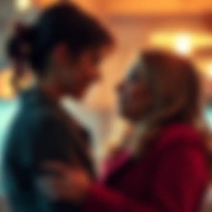 Elena and Gail sharing a moment together, looking at each other with hope in their eyes, surrounded by soft lighting that suggests an emotional connection.