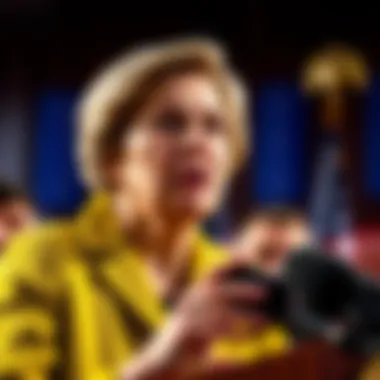 Elizabeth Warren Criticizes Mr Beast on Cryptocurrency Senator Elizabeth Warren speaking at a press conference, addressing Mr Beast about cryptocurrency concerns
