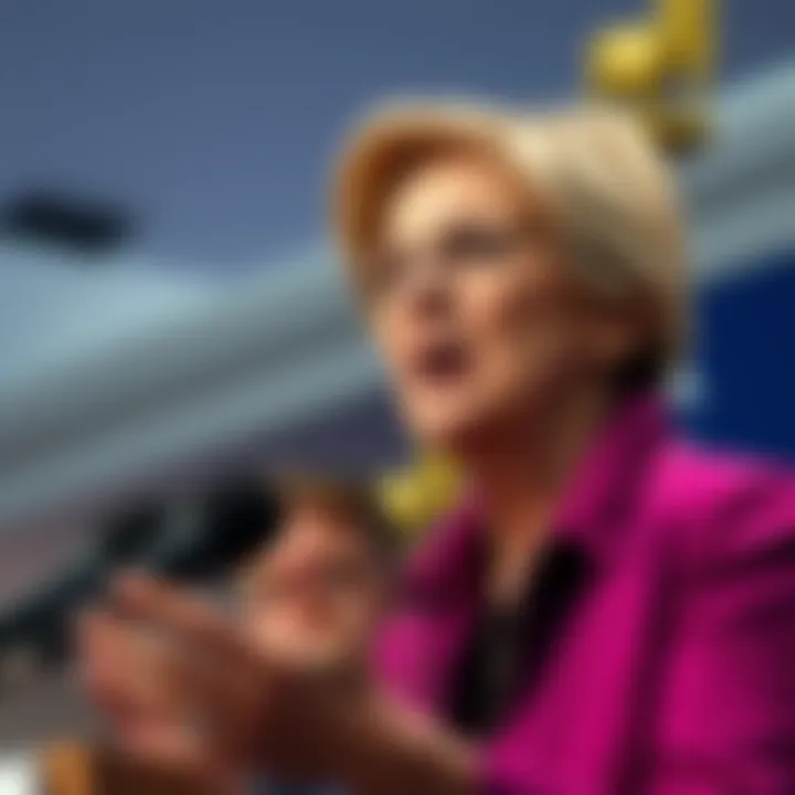 Senator Elizabeth Warren holds a press conference demanding transparency on the investigation into Trump's family's crypto bank application