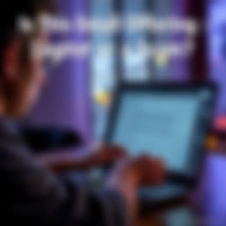 A person looking at a suspicious email on their laptop, pondering its legitimacy.