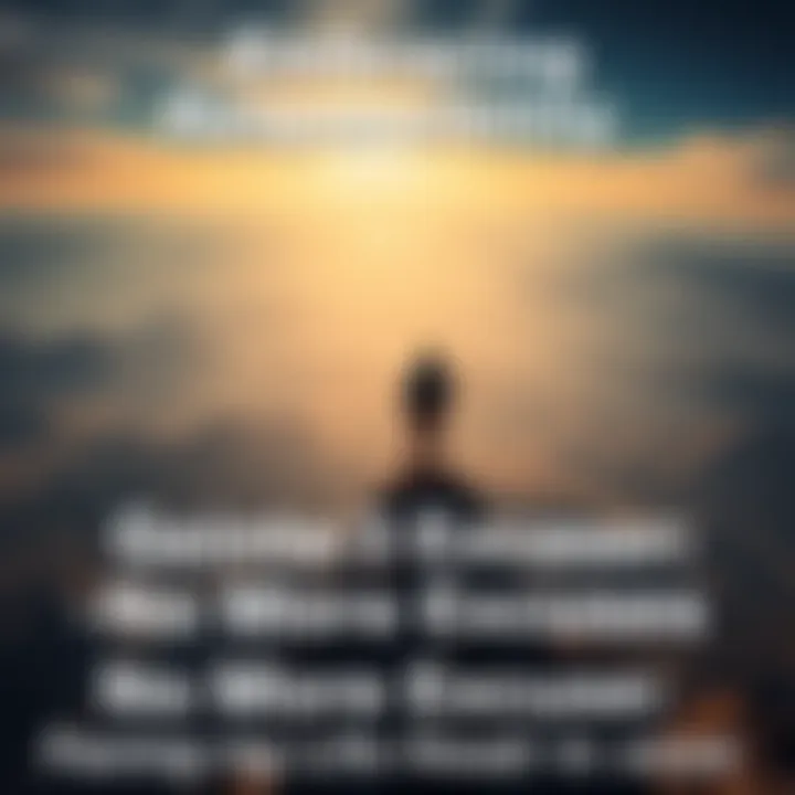 A person standing confidently on a mountain top, overlooking a vast landscape, symbolizing empowerment and facing life's challenges.