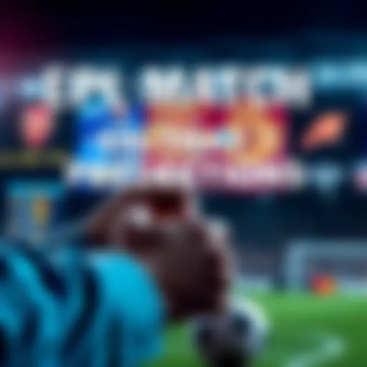 A person placing a bet on EPL matches including Arsenal vs Everton, with football graphics in the background.