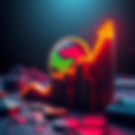 Illustration of ERG cryptocurrency logo with an upward trend graph, showing a 10% increase in value.