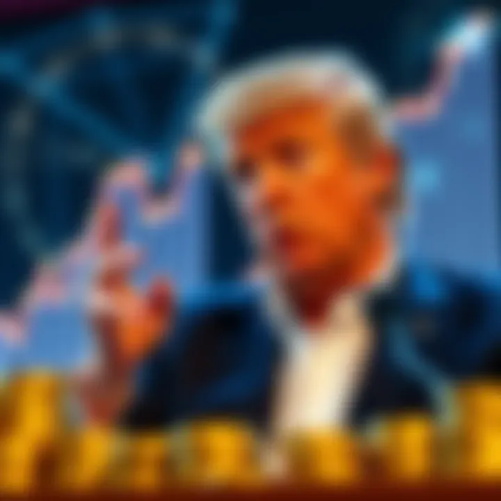 Eric Trump discussing cryptocurrency investments with a graph showing rising profits in the background