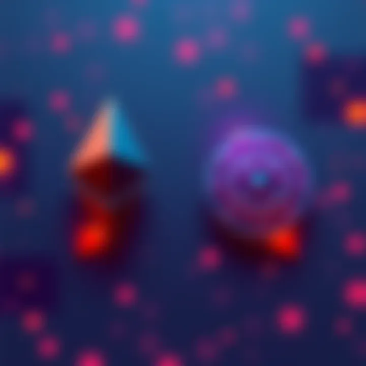 Logos of Ethereum and Solana with arrows indicating a swap, symbolizing decentralized exchanges for trading.