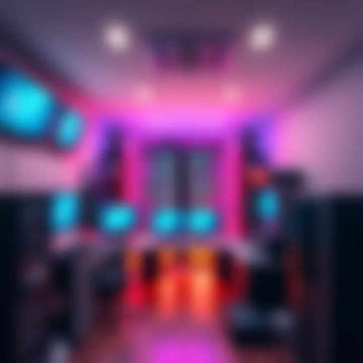 A well-organized computer room featuring multiple monitors, servers, and networking equipment for running an Eth node.