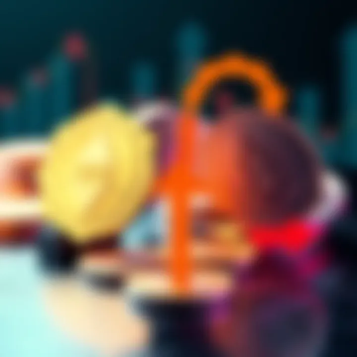 Visual representation of swapping ETH for USDC with no KYC requirements, showcasing coins and arrows indicating exchange process.