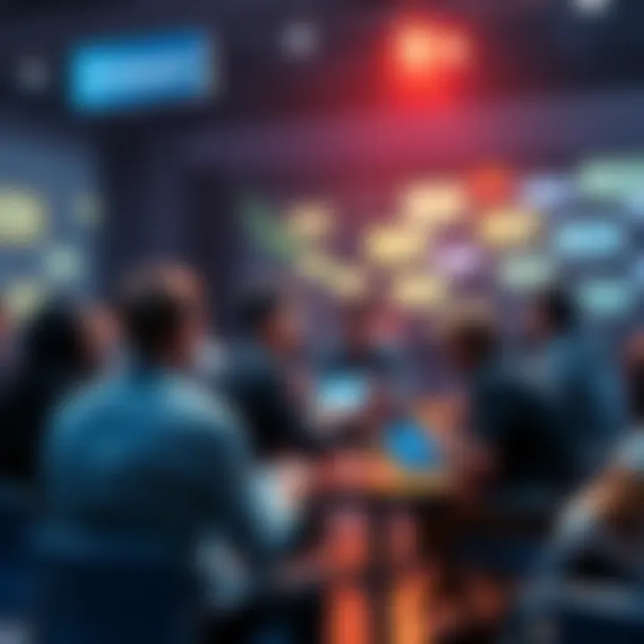 People discussing Ethereum topics in a forum setting with chat bubbles and a digital theme