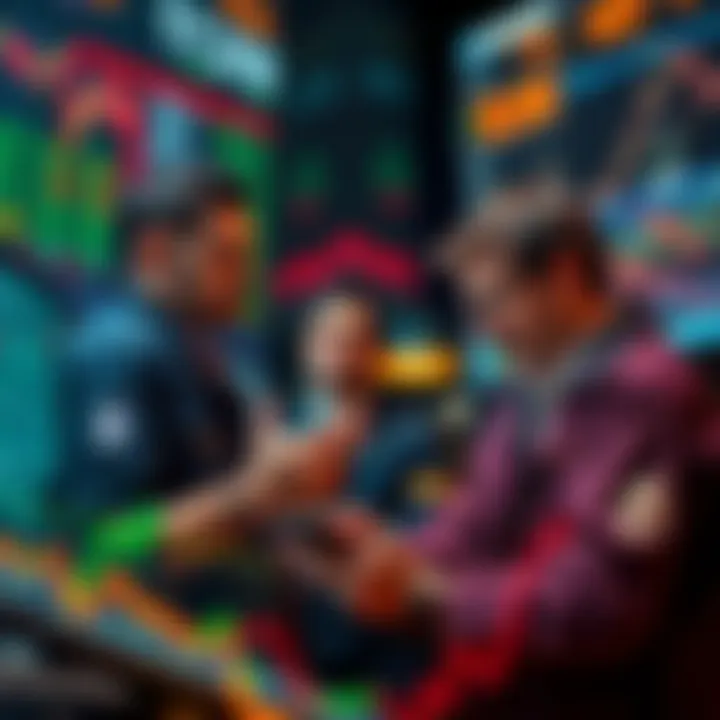 Traders discussing their Ethereum investments during a market downturn, with charts showing price declines.