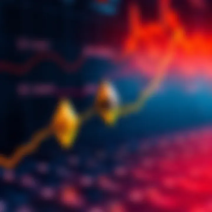 Ethereum Price Surge A graph showing an upward trend for Ethereum prices with a backdrop of digital currency symbols.