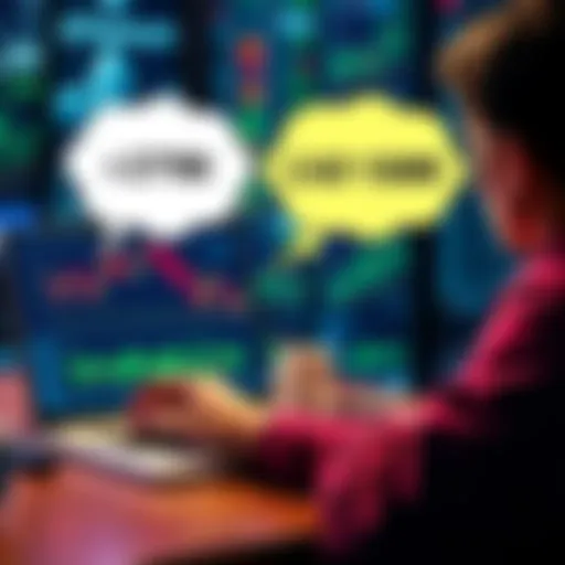 A person looking at Ethereum price charts on a laptop, contemplating buying Ethereum, with a thought bubble showing the price of CAD 2700 and CAD 1500.